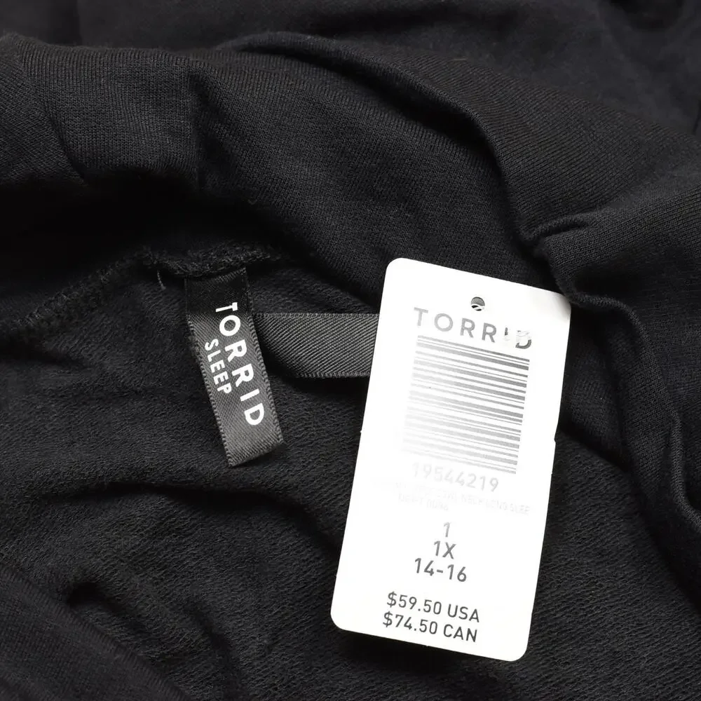 NEW Torrid Sleep Women's Pullover Sweatshirt Cowl Neck Modal Black Plus Size 1